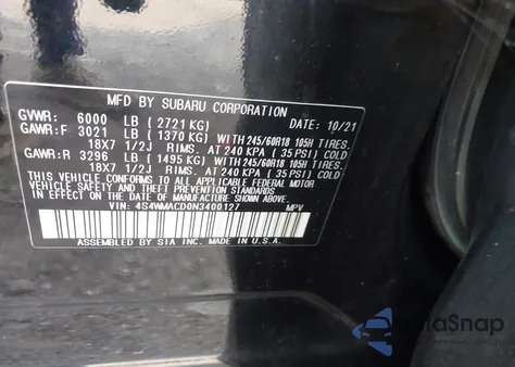 2022 Subaru Ascent Premium from USA, damaged, VIN 4S4WMACD0N3400127
